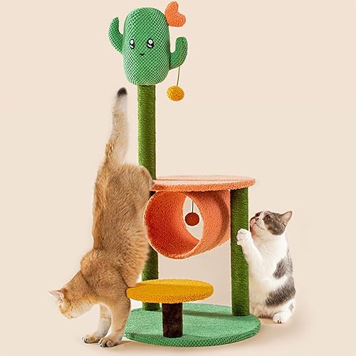 Katzenhaus Katzenbaum 85,4 cm Katzenturm mit doppelstöckiger Plattform, Katzenkratzbaum für Hauskatzen mit Tunnel und baumelndem Ball, grün Katzenhaus Katzenbaum 85,4 cm Katzenturm mit doppelstöckiger Plattform, Katzenkratzbaum für Hauskatzen mit Tunnel und baumelndem Ball, grün von Baodiale