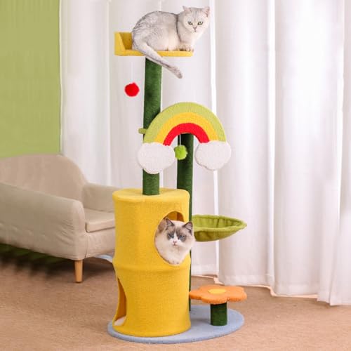 Katzenhaus-Katzenbaumturm, 47,2 Zoll großer Katzenbaum für Hauskatzen, mehrstöckiger großer Katzenbaum mit gepolsterter Plüschsitzstange, gemütlicher Katzenhängematte und Sisal-Kratzbäumen Katzenhaus-Katzenbaumturm, 47,2 Zoll großer Katzenbaum für Hauskatzen, mehrstöckiger großer Katzenbaum mit gepolsterter Plüschsitzstange, gemütlicher Katzenhängematte und Sisal-Kratzbäumen von Baodiale