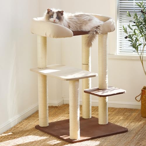 Katzenhaus Katzenbaumturm für Hauskatzen 99,9 cm, mehrstufiger Kletteraktivitäts-Katzenturm mit Sisal-Kratzbaum, Plüsch-Sitzstangen für Kätzchen - Beige Katzenhaus Katzenbaumturm für Hauskatzen 99,9 cm, mehrstufiger Kletteraktivitäts-Katzenturm mit Sisal-Kratzbaum, Plüsch-Sitzstangen für Kätzchen - Beige von Baodiale