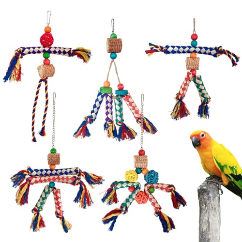 Baoqifong Vogel Kauspielzeug, 5er Set Kauspielzeug, Bunte Kau-Seile, Zerlegespaß Und Baumwollseil Zur Langeweilevorbeugung Für Wellensittiche Baoqifong Vogel Kauspielzeug, 5er Set Kauspielzeug, Bunte Kau-Seile, Zerlegespaß Und Baumwollseil Zur Langeweilevorbeugung Für Wellensittiche von Baoqifong