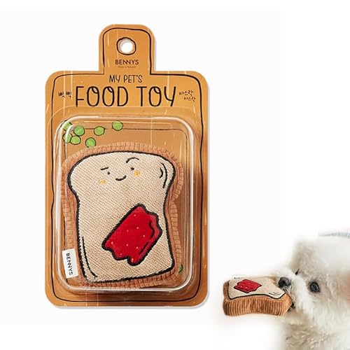 Baoyemes Dog Vocal Toast Toy, Interactive Plush Vocal Toy, Pet Chew Toy, Indoor Langeedom Relief Toy, Suitable for Dog Indoor Interactive Toy (Toast) von Baoyemes