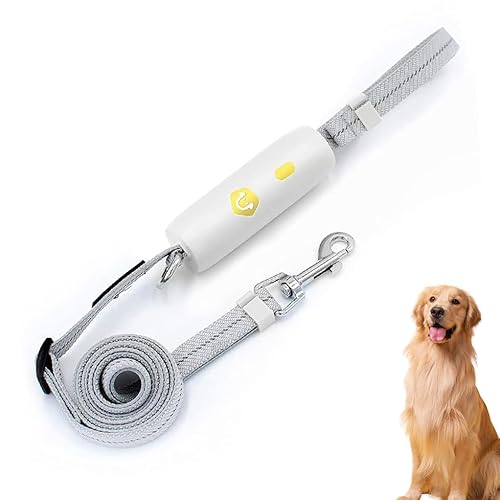 Reflektierende Hundeleine, mit One-Touch-Entriegelungsknopf, 0,95–1,6 m, starkes reflektierendes Seil für Spaziergänge mit Haustieren, langlebige Welpen-Trainingsleine, drehbarer Metallclip (weiß) von Baoyemes