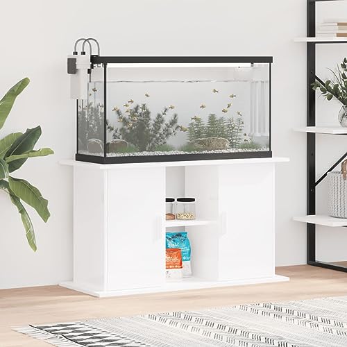 BaraSh Aquariumständer Hochglanz-Weiß 101x41x58 cm Holzwerkstoff Unterschrank Aquarium Fish Tank Stand Aquarium Mit Unterschrank 833609 von BaraSh