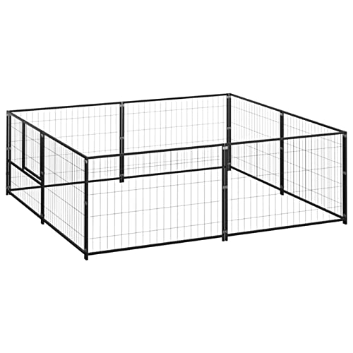 BaraSh Hundezwinger Schwarz 4 m² Stahl Katzengehege Freilaufgehege Kaninchen Hunde Gitter von BaraSh