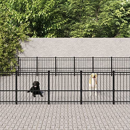 BaraSh Outdoor-Hundezwinger Dog House Outdoor Pet Comfort Katzengehege Hundeauslauf DraußEn Tiergehege Stahl 59,28 m² von BaraSh