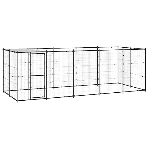 BaraSh Outdoor-Hundezwinger mit Überdachung Stahl 12,1 m² HundehüTte Outdoor GroßE Hunde Freigehege GeflüGelstäLle Gehege FüR Kleintiere von BaraSh