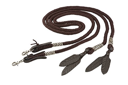 Barefoot Acorn offene Zügel mit Lederklatschen – rundgeflochtene Reitzügel mit Rohhautverzierung & abnehmbaren Snap-Haken – pferdefreundlich & gebisslos von Barefoot