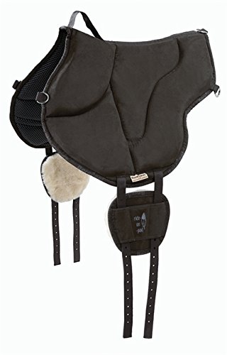 Barefoot Ride-On-Pad schwarz – Pferdefreundliches Reitkissen mit V-Gurtung – rutschfeste Mikrofaser-Oberfläche & Schafwoll-Patches – Größen für Erwachsene von Barefoot