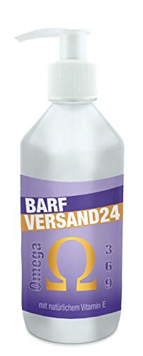 Barfversand24 | Omega 3-6-9-BARF-Öl für Hunde | 500ml mit Pumpspender | enthält u.A. Lachsöl, Hanföl, Borretschöl und Vitamin E von Barfversand24