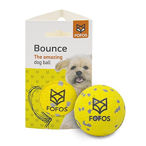 BarkButler x Fofos Super Durable Bounce Toys for Dogs (S) | Yellow & Grey Dog Ball | X-Small-Medium Dogs (0-20kg) | Lightweight Dog Toys | Gentle to Teeth & Gums | Easy to Clean | For All Dog Breeds von BarkButler