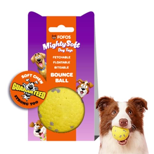 BarkButler x Fofos Super Durable Bounce Toys for Dogs (S) | Yellow & Grey Dog Ball | X-Small-Medium Dogs (0-20kg) | Lightweight Dog Toys | Gentle to Teeth & Gums | Easy to Clean | For All Dog Breeds von BarkButler