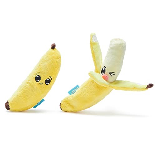 Barkbox 2-in-1 Interaktives Hundespielzeug aus Plüsch – Spielzeug zum Aufreißen und Aufdecken für Hunde und Welpen – anregendes, quietschendes Haustierspielzeug | Bananen (klein) von Barkbox