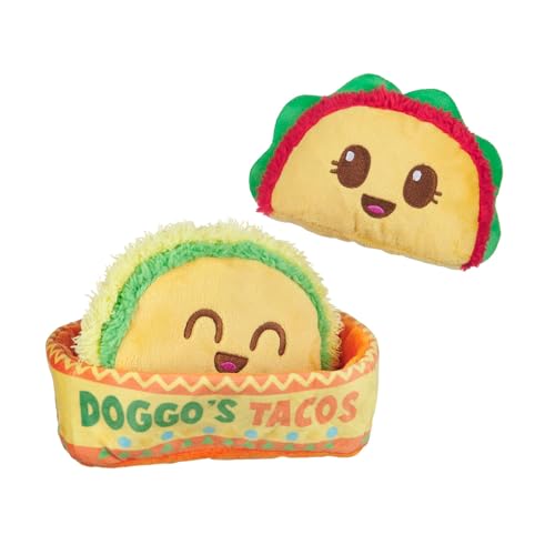 Barkbox Doggo's Tacos - 3-in-1 Spielzeug für Hunde und Welpen, die gerne Apportieren und Quietschen genießen Barkbox Doggo's Tacos - 3-in-1 Spielzeug für Hunde und Welpen, die gerne Apportieren und Quietschen genießen von Barkbox