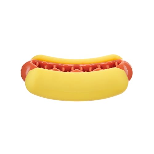 Barkbox Leckerli-Fleisch Hot Dog Hundespielzeug | Kauspielzeug aus Gummi mit Speckduft für mittelgroße Hunde | langlebiges Hundespielzeug für aggressive Kauer & Welpenzahnspielzeug von Barkbox