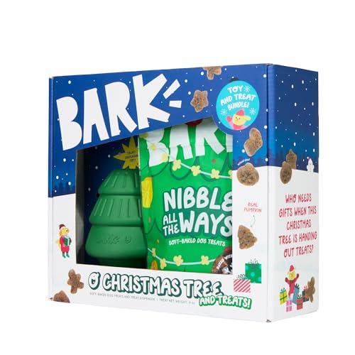Barkbox O'Christmas Tree & Treat Set - Robustes Gummi-Leckerli-Dosierspielzeug + perfekt sitzende Leckerlis - Urlaubs-Hundegeschenk, lustiges Strumpffüller für Welpen, die in dieser Saison gerne kauen von Barkbox