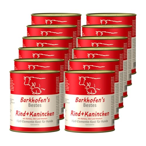 Barkhofen Tiernahrung Nassfutter für Ihren Hund 12x 800 g – Hundefutter nass & getreidefrei mit Rind & Kaninchen – Hunde Futter in Dosen ohne Getreide von Barkhofen Tiernahrung Naturkost für Hunde und Katzen