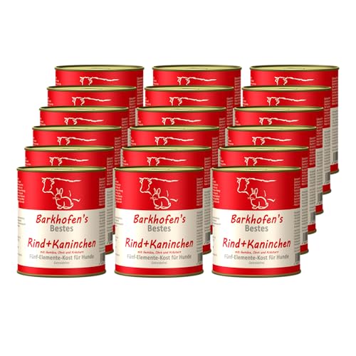 Barkhofen Tiernahrung Nassfutter für Ihren Hund 18x 800 g – Hundefutter nass & getreidefrei mit Rind & Kaninchen – Hunde Futter in Dosen ohne Getreide von Barkhofen Tiernahrung Naturkost für Hunde und Katzen