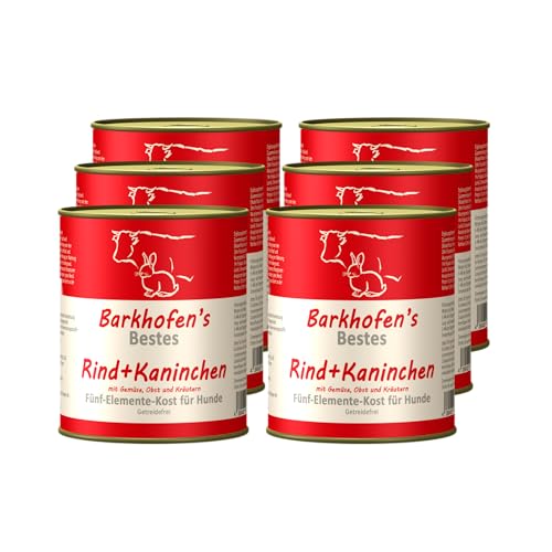 Barkhofen Tiernahrung Nassfutter für Ihren Hund 6X 800 g – Hundefutter nass & getreidefrei mit Rind & Kaninchen – Hunde Futter in Dosen ohne Getreide von Barkhofen Tiernahrung Naturkost für Hunde und Katzen