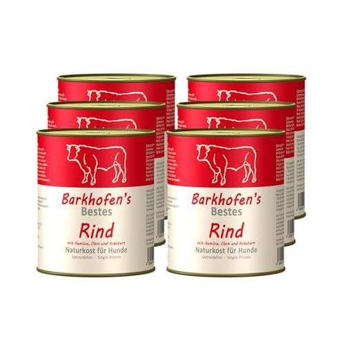 Barkhofen Tiernahrung Nassfutter für Ihren Hund 6X 800g – Hundefutter nass & getreidefrei mit Rind – Hunde Futter in Dosen ohne Getreide von Barkhofen Tiernahrung Naturkost für Hunde und Katzen