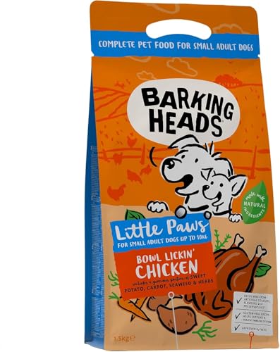 Barking Heads Bowl Lickin' Chicken Trockenfutter für Hunde, 100% Natürliches Hundetrockenfutter mit Hühnerfleisch, Natürliche Tiernahrung für Kleine Ausgewachsene Hunde Rassen, 1,5 kg von Barking Heads