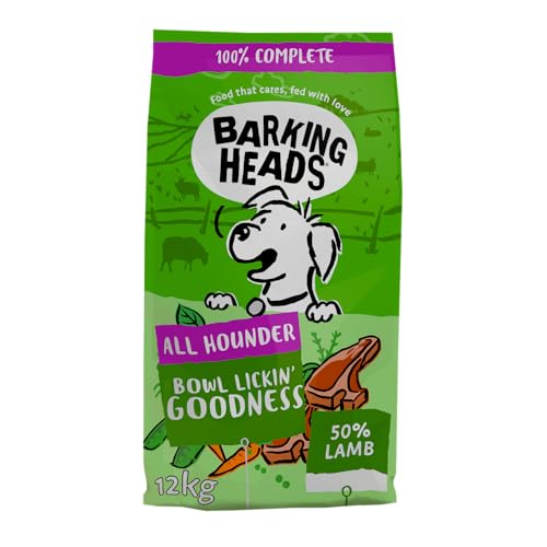Barking Heads Chop Lickin' Lamb Trockenfutter für Hunde, 100% Natürliches Hundetrockenfutter mit Grasgefüttertem Lamm, Natürliche Tiernahrung für Ausgewachsene Hunde Aller Rassen, 12 kg von Barking Heads