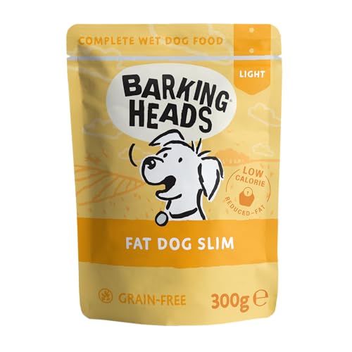 Barking Heads Fat Dog Slim, Diät Hundefutter Nassfutter für Hunde aus 85% Natürlichem Freiland-Huhn Ohne Künstliche Aromen, Hundefutter Getreidefrei mit Vitaminen und Mineralien (10 x 300 g) von Barking Heads