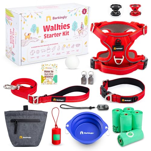 BARKINGLY Premium Puppy Starter Kit 15 Walking and Training Essentials Accessories in a Gift Box For New Dog Owners of Small Girl or Boy Puppy Items Including Harness Leash, Treat Pouch, Collar von Barkingly