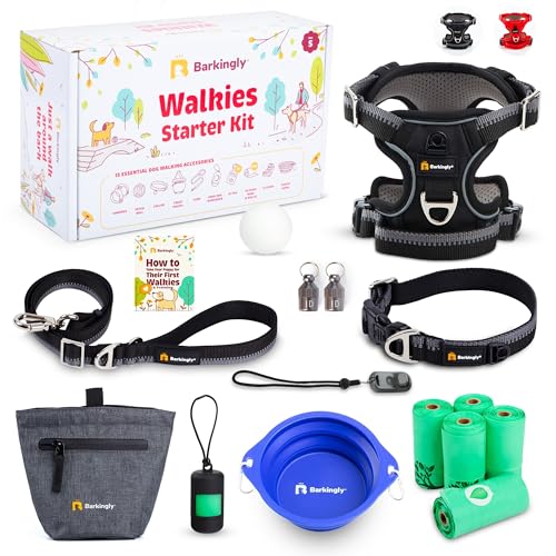 BARKINGLY Premium Puppy Starter Kit 15 Walking and Training Essentials Accessories in a Gift Box For New Dog Owners of Small Girl or Boy Puppy Items Including Harness Leash, Treat Pouch, Collar von Barkingly