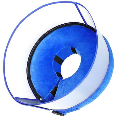 Aufblasbarer Hunde-Donut-Kegel mit stabilem Schild (M+, Blau) von Barkless