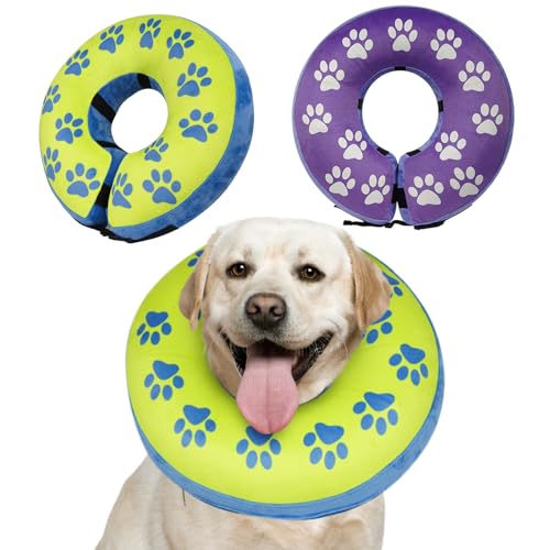 Aufblasbarer Hundekegel, weicher Kegel für große mittelgroße Hunde nach Operationen, niedliches Donut-Halsband für Hunde, verhindert Lecken und Berühren von Stichen und Wunden, schützendes von Barkless