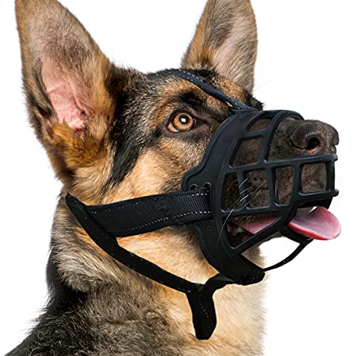 BARKLESS Basket Dog Maulkorb aus Silikon, Größe 4 (Schnauze 30,5 - 34,3 cm), Schwarz von Barkless