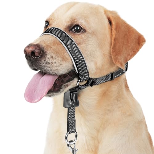 BARKLESS Hundehalsband, weich, kein Ziehen, reflektierend, Maulkorb mit Sicherheitsverschluss, verstellbares Halfter, gepolsterte Nasenleine für große und mittelgroße Hunde, Training, Spazierengehen BARKLESS Hundehalsband, weich, kein Ziehen, reflektierend, Maulkorb mit Sicherheitsverschluss, verstellbares Halfter, gepolsterte Nasenleine für große und mittelgroße Hunde, Training, Spazierengehen von Barkless