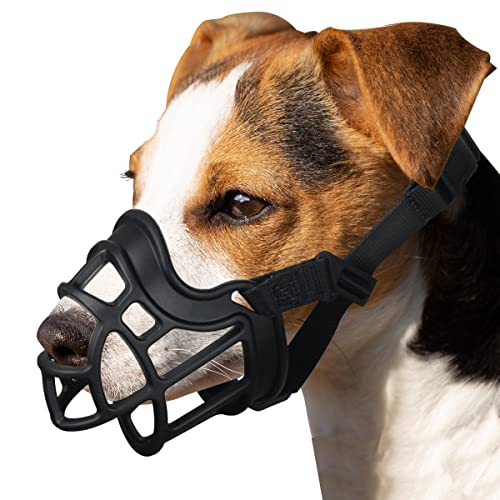 BARKLESS Maulkorb für Hunde, Korbmaulkorb, verhindert Beißen, Kauen, stabil, leicht, Käfigmundabdeckung für kleine, mittelgroße und große Hunde, ermöglicht das Hecheln, Trinken, geeignet für von Barkless