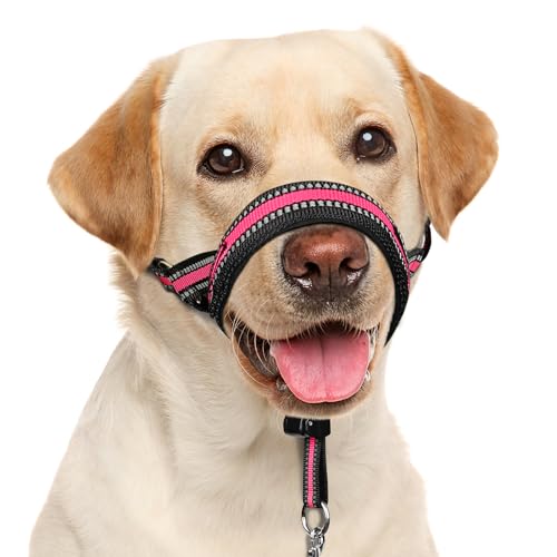 BARKLESS Weiches Hunde-Kopfgeschirr, gepolstert, gegen Ziehen, Nasen-Halfter mit Sicherheitsglied für mittelgroße und große Hunde, verstellbar, einfache Kontrolle beim Spazierengehen, Pink, Größe M BARKLESS Weiches Hunde-Kopfgeschirr, gepolstert, gegen Ziehen, Nasen-Halfter mit Sicherheitsglied für mittelgroße und große Hunde, verstellbar, einfache Kontrolle beim Spazierengehen, Pink, Größe M von Barkless