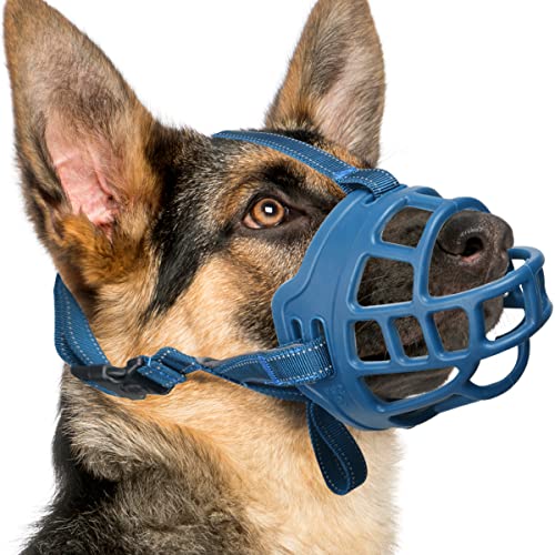Maulkorb für Hunde, Silikonkorb, Maulkorb für kleine, mittelgroße und große Hunde, weicher Käfig-Maulkorb verhindert Beißen des Kauens, geeignet für Deutscher Schäferhund 1 (Schnauze 6¾-7¾"), Blau Maulkorb für Hunde, Silikonkorb, Maulkorb für kleine, mittelgroße und große Hunde, weicher Käfig-Maulkorb verhindert Beißen des Kauens, geeignet für Deutscher Schäferhund 1 (Schnauze 6¾-7¾"), Blau von Barkless