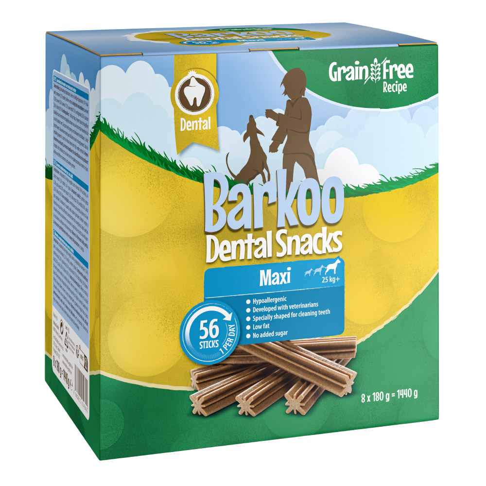 Sparpaket Barkoo Dental Snacks - GETREIDEFREIE Rezeptur - für große Hunde 56 Stück (1,44 kg) von Barkoo