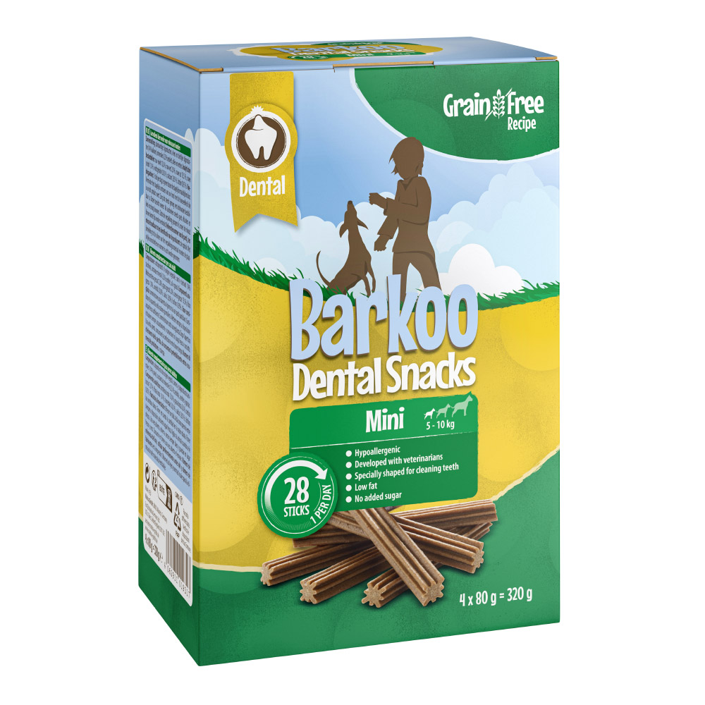 Sparpaket Barkoo Dental Snacks - GETREIDEFREIE Rezeptur - für kleine Hunde 28 Stück (320 g) von Barkoo