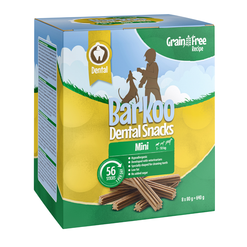 Sparpaket Barkoo Dental Snacks - GETREIDEFREIE Rezeptur - für kleine Hunde 56 Stück (640 g) von Barkoo