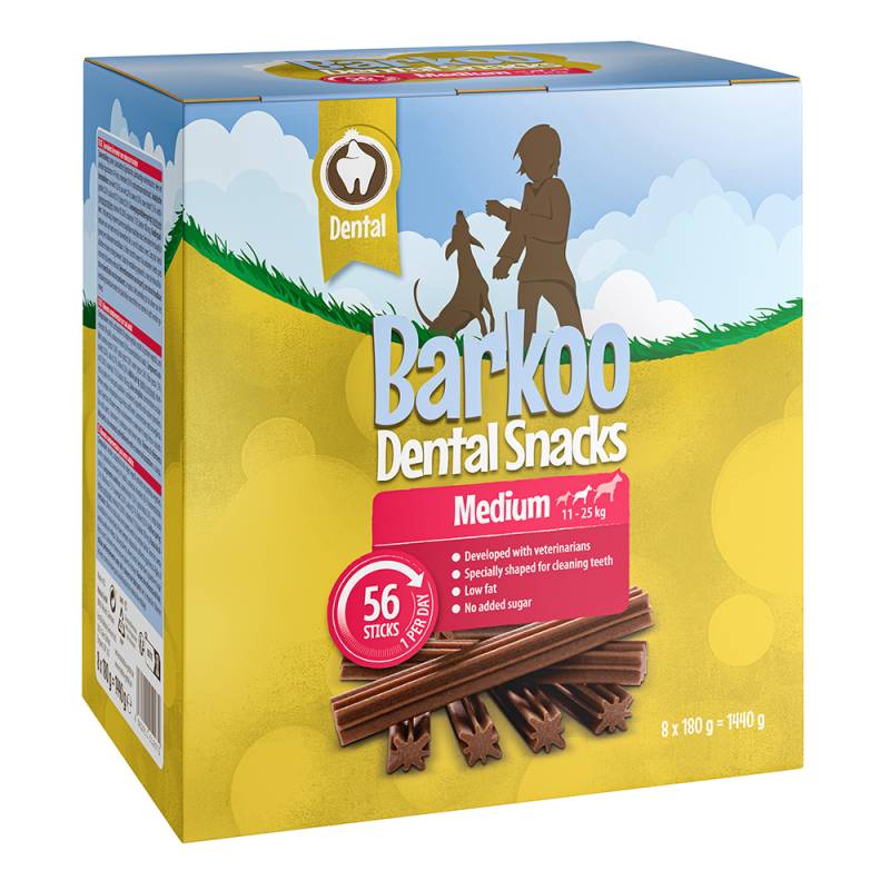 Sparpaket Barkoo Dental Snacks - für mittelgroße Hunde 56 Stück (1,44 kg) von Barkoo