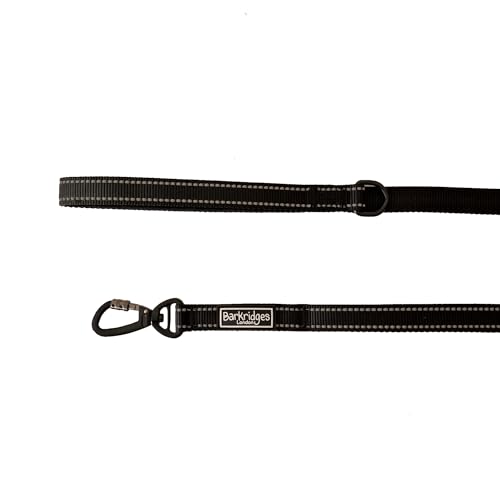Barkridges® Hochwertige Hundeleine mit 3 Griffen, Verkehrsgriff, gesichert, Verriegelungsclip, gepolsterter Griff, Sicherheits-Reflexstreifen, bequem für kleine, mittelgroße und große Hunde, Schwarz, von Barkridges