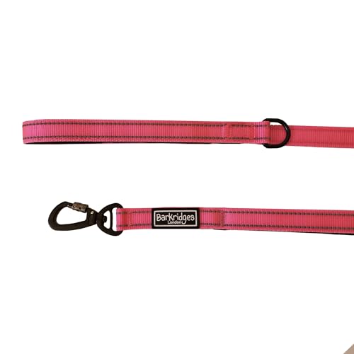 Barkridges® Hochwertige Hundeleine mit 3 Griffen, Verkehrsgriff, gesichert, Verriegelungsclip, gepolsterter Griff, Sicherheits-Reflexstreifen, bequem für kleine, mittelgroße und große Hunde, Hot Pink, von Barkridges
