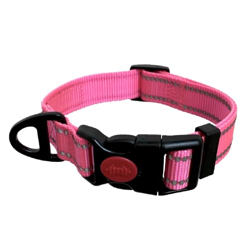 Barkridges® Premium-Hundehalsband, verstellbar, leicht zu tragende Schnalle, abschließbar, langlebig, Sicherheits-Reflexstreifen, bequem für kleine, mittelgroße und große Hunde (Hot Pink, M) von Barkridges