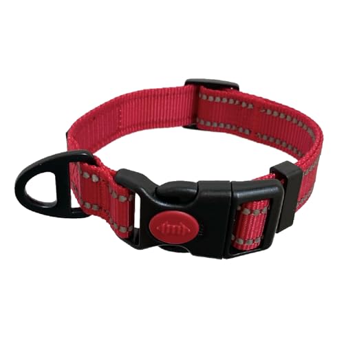 Barkridges® Premium-Hundehalsband, verstellbar, leicht zu tragende Schnalle, abschließbar, langlebig, Sicherheits-Reflexstreifen, bequem für kleine, mittelgroße und große Hunde (Rot, L) von Barkridges