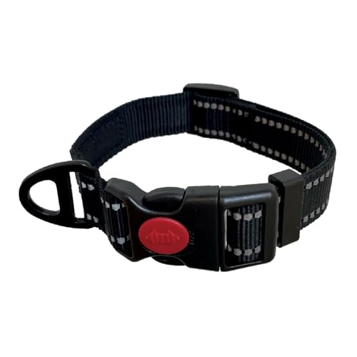 Barkridges® Premium-Hundehalsband, verstellbar, leicht zu tragende Schnalle, abschließbar, langlebig, Sicherheits-Reflexstreifen, bequem für kleine, mittelgroße und große Hunde (Schwarz, L) von Barkridges