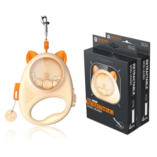 Einziehbare Hundeleine, 4 m Länge, für Hunde bis zu 25 kg, niedliche Tierdesigns, langlebig, Orange Einziehbare Hundeleine, 4 m Länge, für Hunde bis zu 25 kg, niedliche Tierdesigns, langlebig, Orange von Barky Club