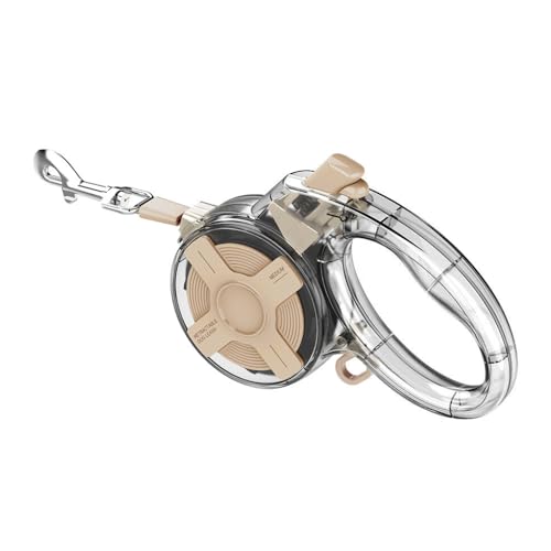 Einziehbare Hundeleine 4M / 4.0 m - Reflektierendes Nylonband, Einhandbremse & Verriegelung, Transparenter ABS-Griff, Starker Legierungsclip - Für Kleine & Mittlere Hunde Bis 20kg (CAMEL) von Barky Club