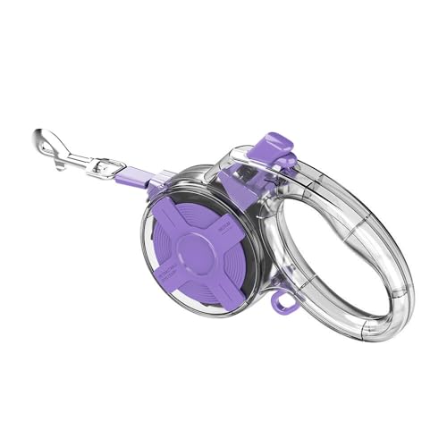 Einziehbare Hundeleine 4M / 4.0 m - Reflektierendes Nylonband, Einhandbremse & Verriegelung, Transparenter ABS-Griff, Starker Legierungsclip - Für Kleine & Mittlere Hunde Bis 20kg (Violett) von Barky Club