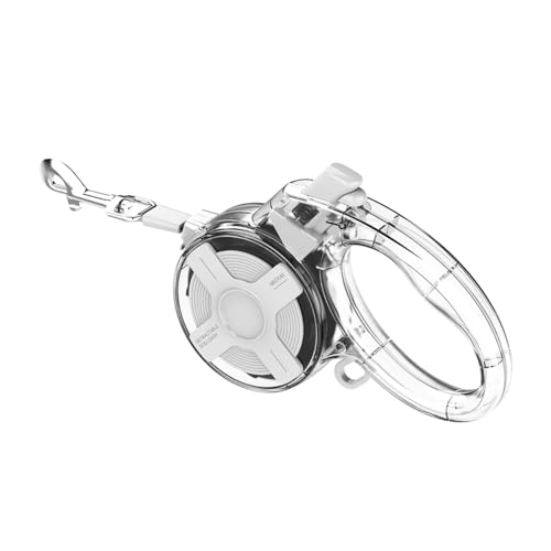 Einziehbare Hundeleine 4M / 4.0 m - Reflektierendes Nylonband, Einhandbremse & Verriegelung, Transparenter ABS-Griff, Starker Legierungsclip - Für Kleine & Mittlere Hunde Bis 20kg (Weiß) von Barky Club