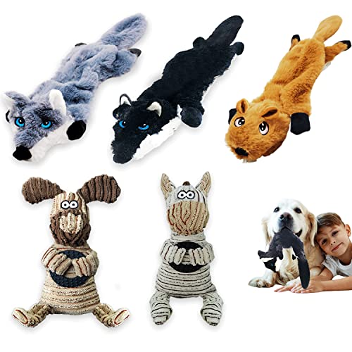Barley Direct Hundespielzeug 5 StüCk Quietschspielzeug Unkaputtbar Quietschende Hundespielzeuge PlüSch Hundespielzeug Crinkle für Kleine Mittelgroße und Große Rassen von Barley Direct