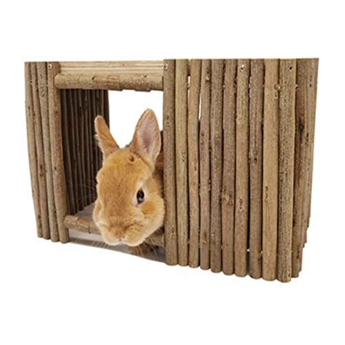 Barn Eleven Großes Kaninchennest aus Holz, Hasenhaus und Verstecke, Kleintier-Spielhütte für den Innenbereich, für Erwachsene, Kaninchen, Meerschweinchen, Chinchilla, Lebensraum (rechteckig) von Barn Eleven